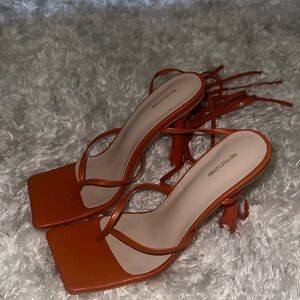PrettyLittleThing Bold Orange Heeled Sandals